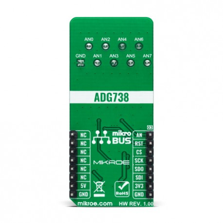 Vue de dessous du commutateur analogique Analog MUXC 3 click MIKROE-4580