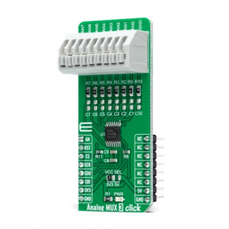 Vue de côté du commutateur analogique Analog MUXC 3 click MIKROE-4580