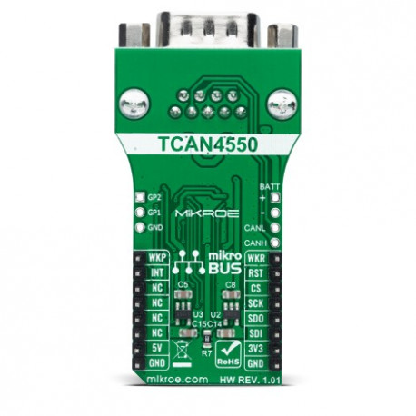 Vue arrière du contrôleur CAN FD click MIKROE-4572