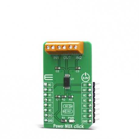 Vue de côté du multiplexeur de puissance Power MUX Click MIKROE-4109