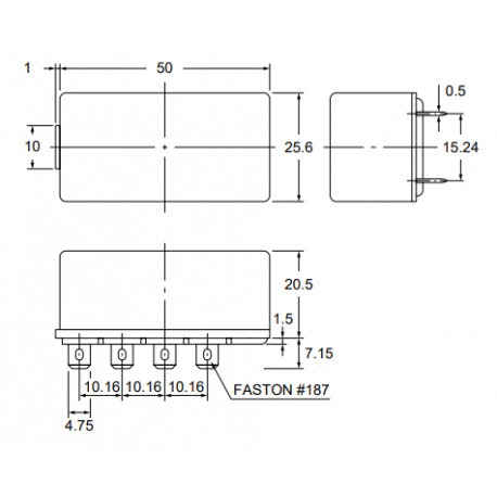 Dimensions du Relais SDS RELAIS SP2 - 6Vcc (2 RT) - 16A/250VAC