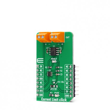 Vue de côté du module limiteur de courant Current Limit Click MIKROE-4271