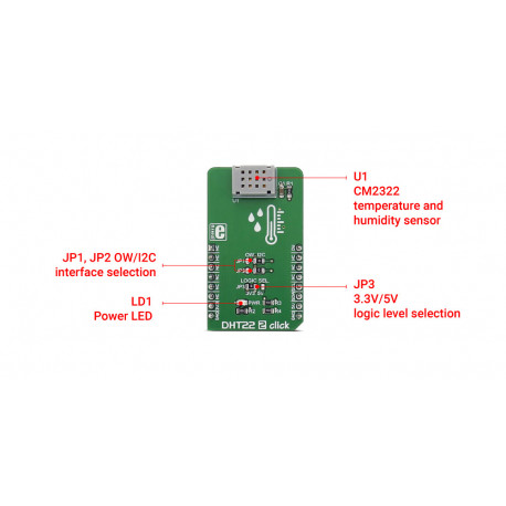 Vue détaillée du capteur température humidité DHT22 2 click MIKROE-2818