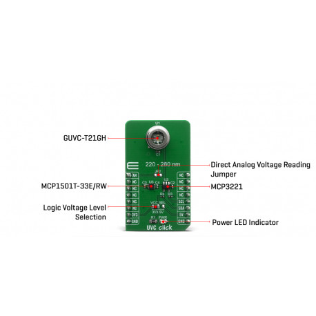Détail du détecteur ultraviolet UVC Click Board MIKROE-4144