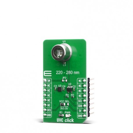 Vue de côté du détecteur ultraviolet UVC Click Board MIKROE-4144