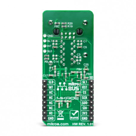 Vue arrière du contrôleur de périphérique EtherCAT Click MIKROE-2851