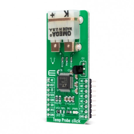 Vue de côté de l'adaptateur pour thermocouple Temp Probe Click MIKROE-4301