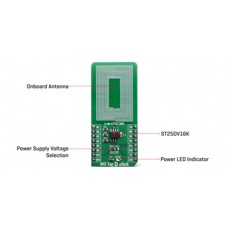 Vue détaillée du module NFC Tag 4 Click MIKROE-3659