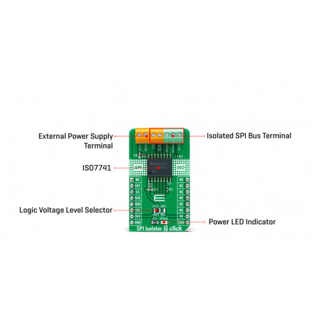Vue détaillée du module Isolateur de bus SPI Isolator 2 Click MIKROE-4415