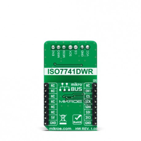 Vue arrière du module Isolateur de bus SPI Isolator 2 Click MIKROE-4415