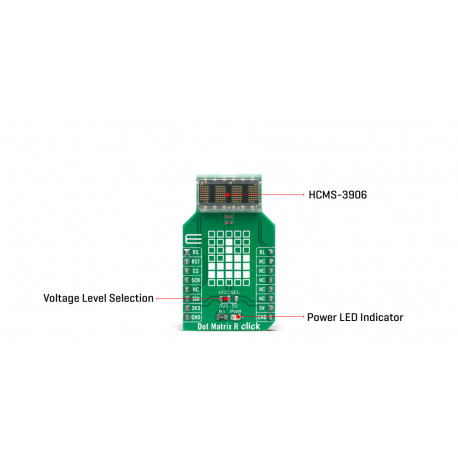 Détail de la matrice à leds Dot Matrix R Click MIKROE-4169