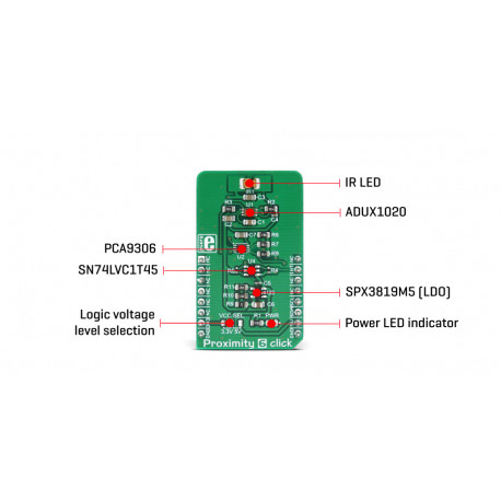 Vue détaillée du capteur de proximité Proximity 6 click MIKROE-3048