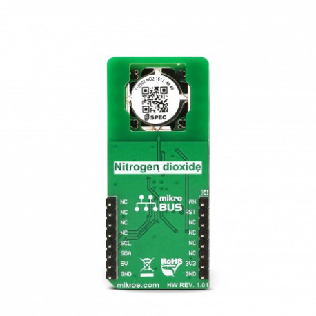 Vue arrière du capteur de gaz NO2 Click MIKROE-3098