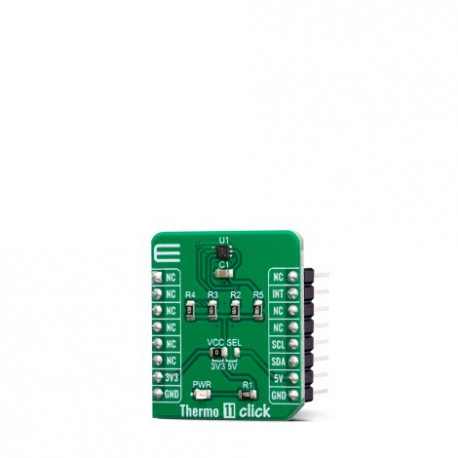 Vue de côté du capteur de température Thermo 11 click MIKROE-3600