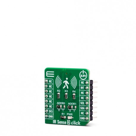 Vue de côté du capteur de mouvement IR Sense 3 click MIKROE-3607