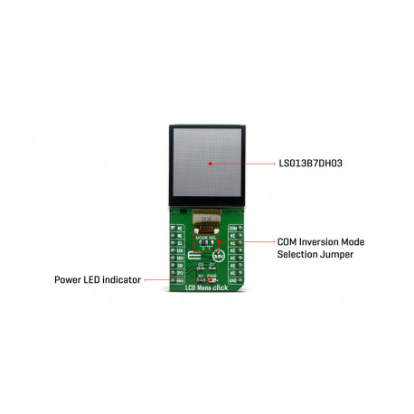 Détail de l'afficheur faible consommation LCD Mono Click MIKROE-3789