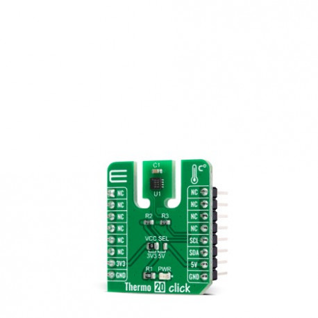 Vue de côté du capteur de température Thermo 20 click MIKROE-4316