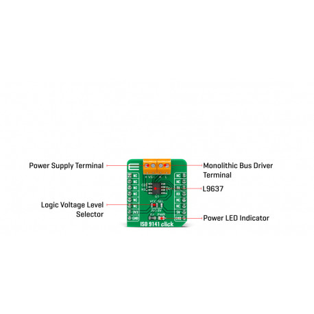 Vue détaillée du module d'interface ISO 9141 Click MIKROE-4331