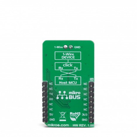 Vue arrière de l'adaptateur UART 1-Wire Click MIKROE-3340