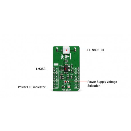 Vue détaillée du détecteur de mouvements PIR click MIKROE-3339