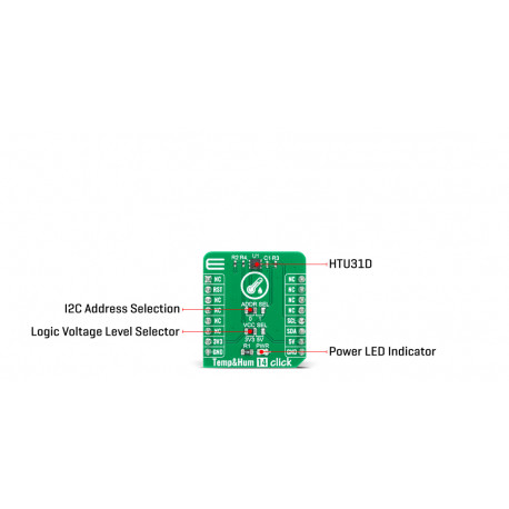Vue détaillée du capteur température humidité Temp & Hum 14 click MIKROE-4306