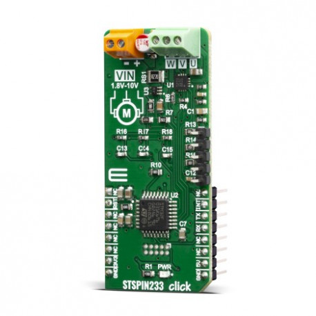 Vue de côté du contrôleur de moteur STSPIN233 click MIKROE-3546