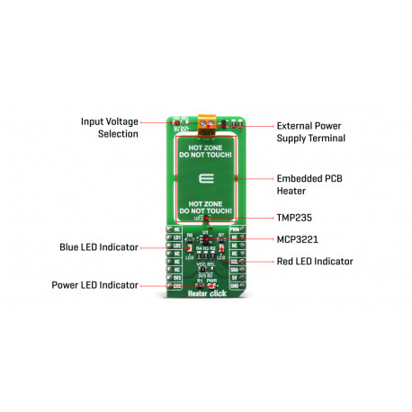 Détail du module chauffant Heater Click MIKROE-3996