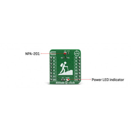Vue détaillée du capteur de pression barométrique Altitude 4 Click MIKROE-3328