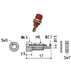 Douille châssis 2 mm - rouge  - 1