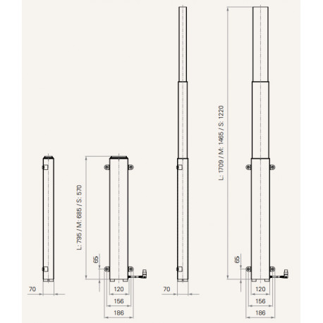 Dimensions des motorisations ascenseur TV lift