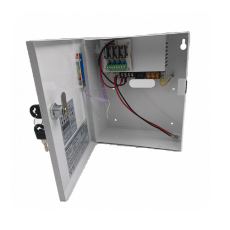 Vue intérieure de l'alimentation secourue 12Vcc 4x1,25A (MB6012BC-04)