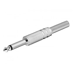 Connecteur jack nickelé 6,35mm mâle mono