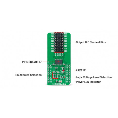 Vue détaillée du commutateur I2C MUX 7 Click MIKROE-5069