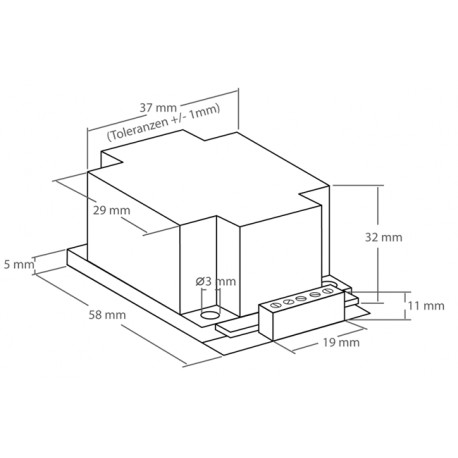 Dimensions du module amplificateur audio 40W universel Kemo M034N