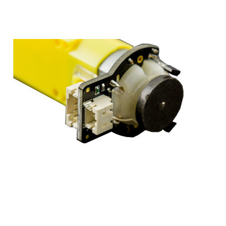 Vu en gros plan de la partie encodeur du motoréducteur FIT045