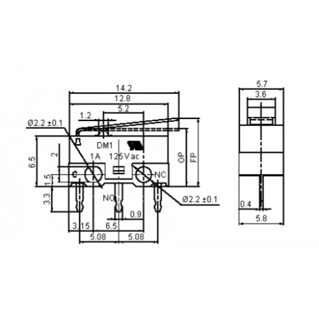 Microrupteur miniature à levier - 1A  - 2