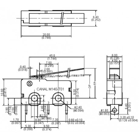 Microrupteur à long levier - 5A  - 2