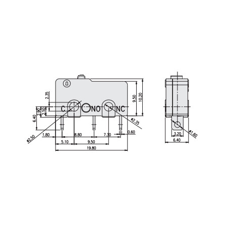 Microrupteur sans levier - 5A  - 2
