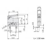 Microrupteur miniature coudé à levier 0,5A  - 2