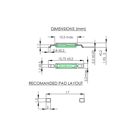 Interrupteur REED N.O (1A max.)  - 2
