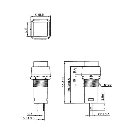 Bouton-poussoir OFF - ON noir  - 2