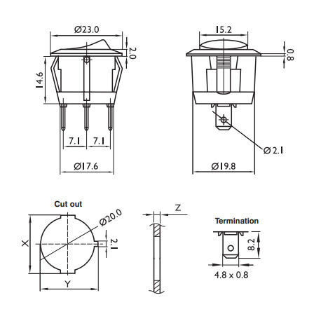 Interrupteur à bascule ON-OFF lumineux  - 2