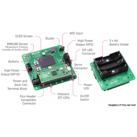 Détail du Module environnemental Air Quality Dataloging Kitronik 5336 pour Pi Pico
