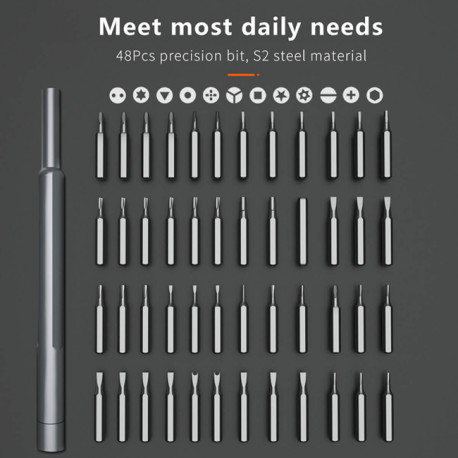 Détail des embouts contenu dans le coffret de tournevis PCW08B