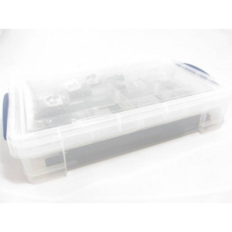 Vue de côté de la mallette du starter kit MakerBeam Premium - Deluxe Aluminium