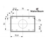 Dimensions du support MakerBeam pour moteur pas-à-pas NEMA17