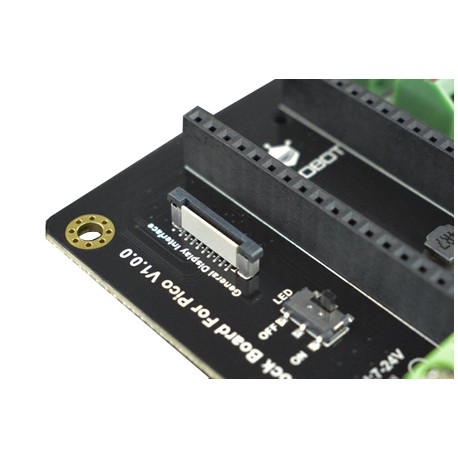 Détail des connecteurs de la platine d'extension borniers à vis DFR0924 pour Raspberry Pi Pico