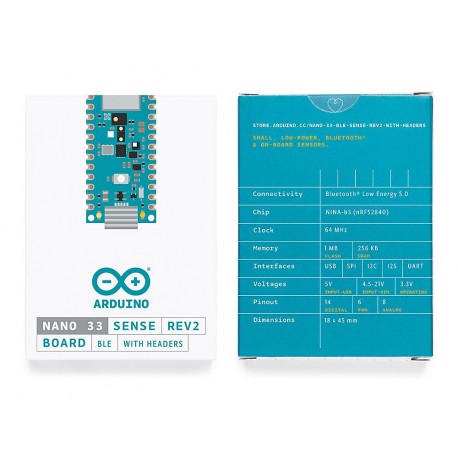 Brochage de la carte Arduino Nano 33 BLE Sense Rev2 ABX00070