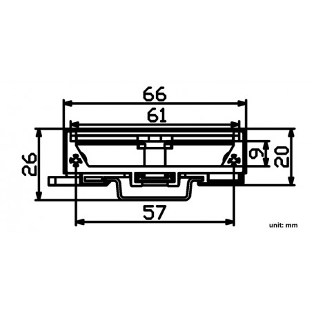 Dimensions du support rail DIN DFR0216-R pour Arduino