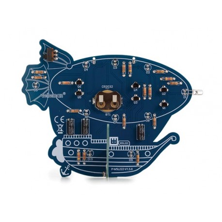 Face arrière du circuit imprimé du kit Zeppelin rétro Whadda WSL222